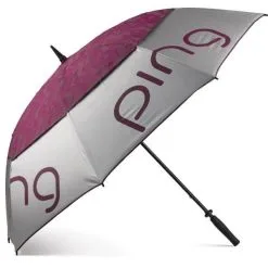 Ping Umbrella - Womens 62" - Silver/Garnet/Mr Ping Camo
